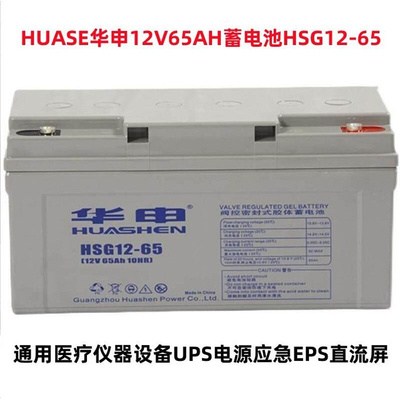 HUASE华申12V65AH蓄电池HSG12-65 机房UPS直流屏光伏储能EPS电源