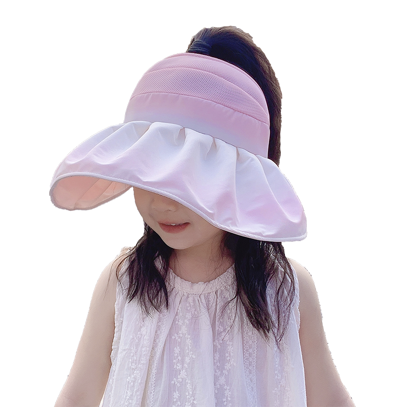 儿童防晒帽女孩春夏季防紫外线女童韩版渐变空顶帽宝宝遮阳帽子潮