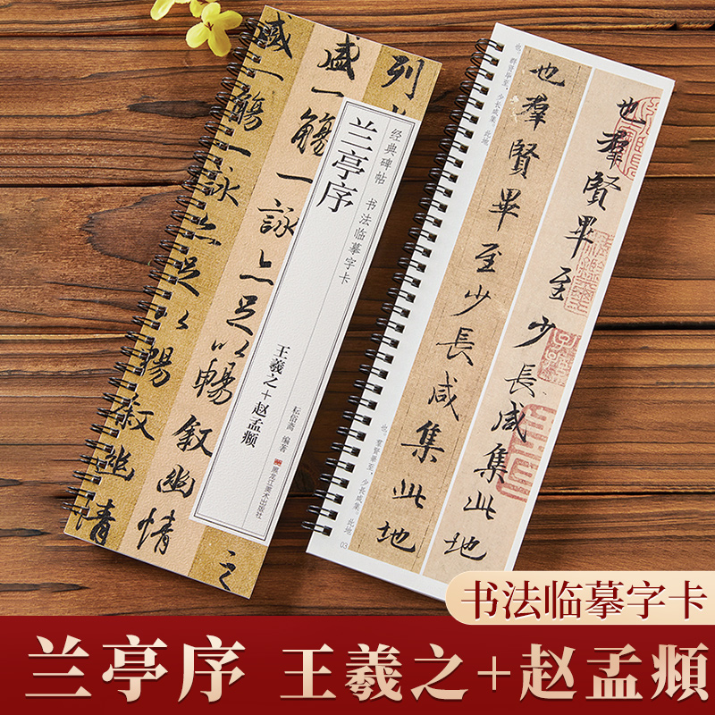 王羲之赵孟頫兰亭序对临版经典碑帖书法临摹字卡行书原大版近距离高清临帖卡原帖成人初学者入门行书毛笔书法字帖