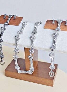 个性 银色黑色 镶钻骨头 土星手链 项链 耳环--A8037-B8096-C8023