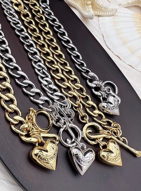 时尚大方 金色 银色 爱心心粗链条项链 手链 -J8167-170