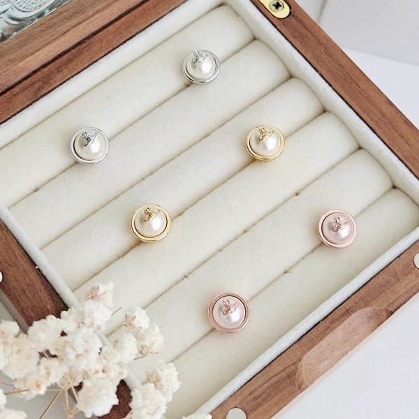 时尚大方 金银玫金色小圆珍珠土星耳钉--A8360网红INS,饰品/流行首饰/时尚饰品新,耳钉,淘宝优惠券,粉丝福利购,淘宝优惠卷