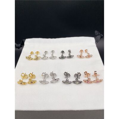 银色黑色玫瑰金色单钻土星耳钉