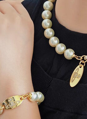 土星手链珍珠椭圆马蹄扣项链U形