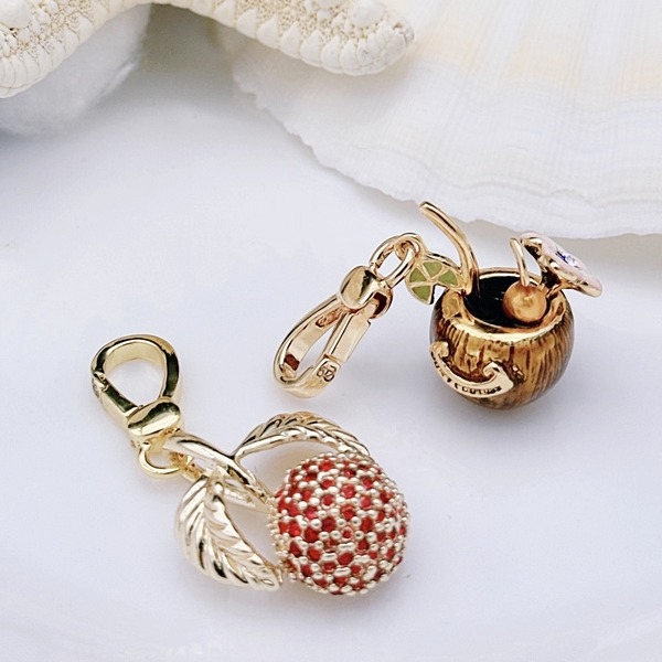 时尚可爱 金边红樱桃 小巧椰子杯 吊坠--J8087-J8123