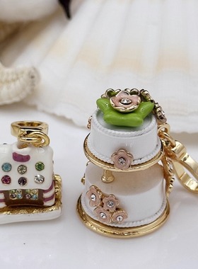 时尚可爱 白色雪房子 白花双层蛋糕 吊坠--J8012-J8015