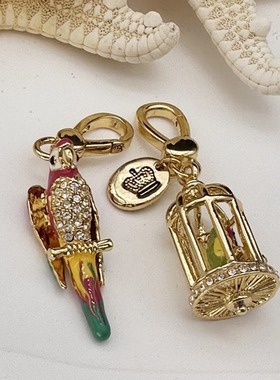 时尚可爱 可展翅鹦鹉 金鸟笼  吊坠--J8016-J8101