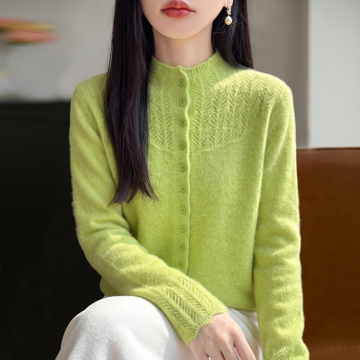 2026新款纯色秋季大码针织开衫外套女洋气中老年女装上衣秋冬毛衣