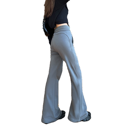 低腰通勤花约季长裤运动喇叭裤