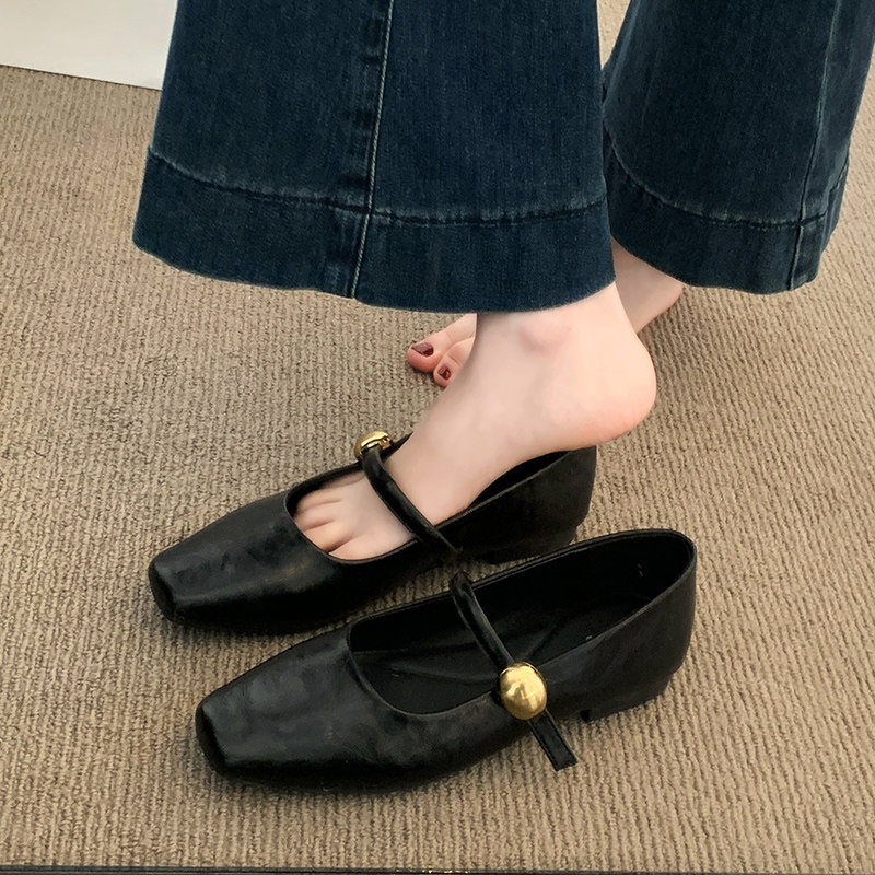 小红书推荐超软羊皮黑色小皮鞋女配裙子2025秋季新款玛丽珍鞋软底