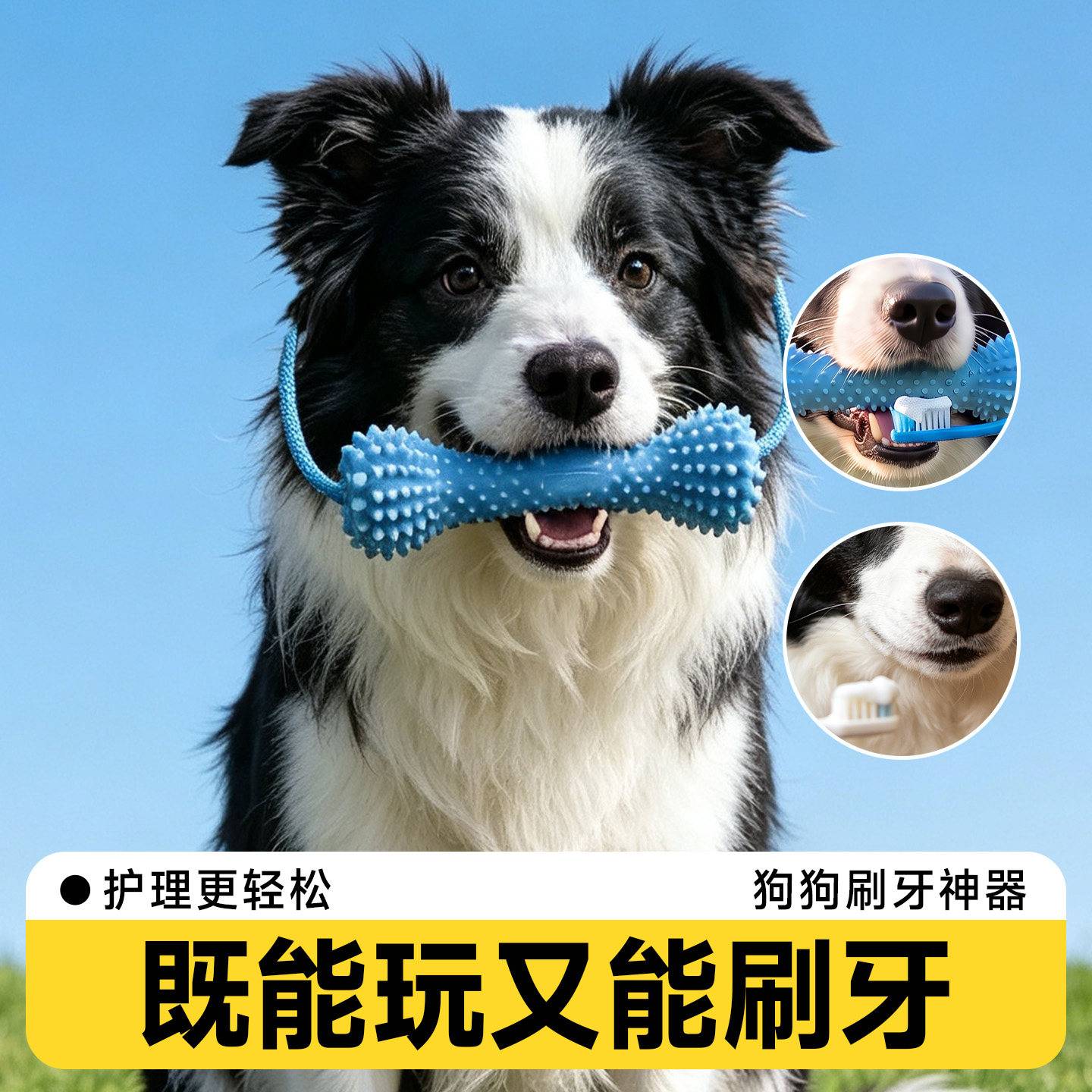 狗狗刷牙神器磨牙清洁辅助器防吞咽绳结边玩边护理日常口腔玩具