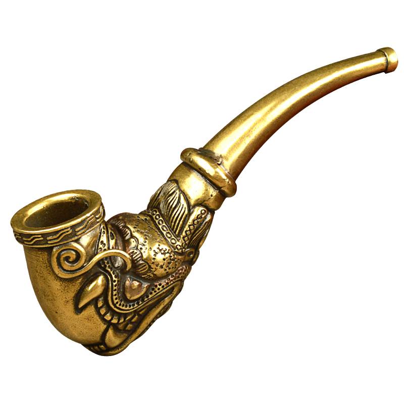 艾宝手工雕龙烟斗貔貅纯铜旱烟袋锅子老式传统大烟杆男士创意礼物