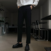 黑灰色9分休闲小脚裤 hantempo九分西裤 韩版 春夏季 子男垂感 男修身