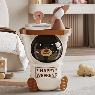 客厅可爱卡通收纳桶框置物架大容量家用玩偶娃娃积木高零食收纳凳