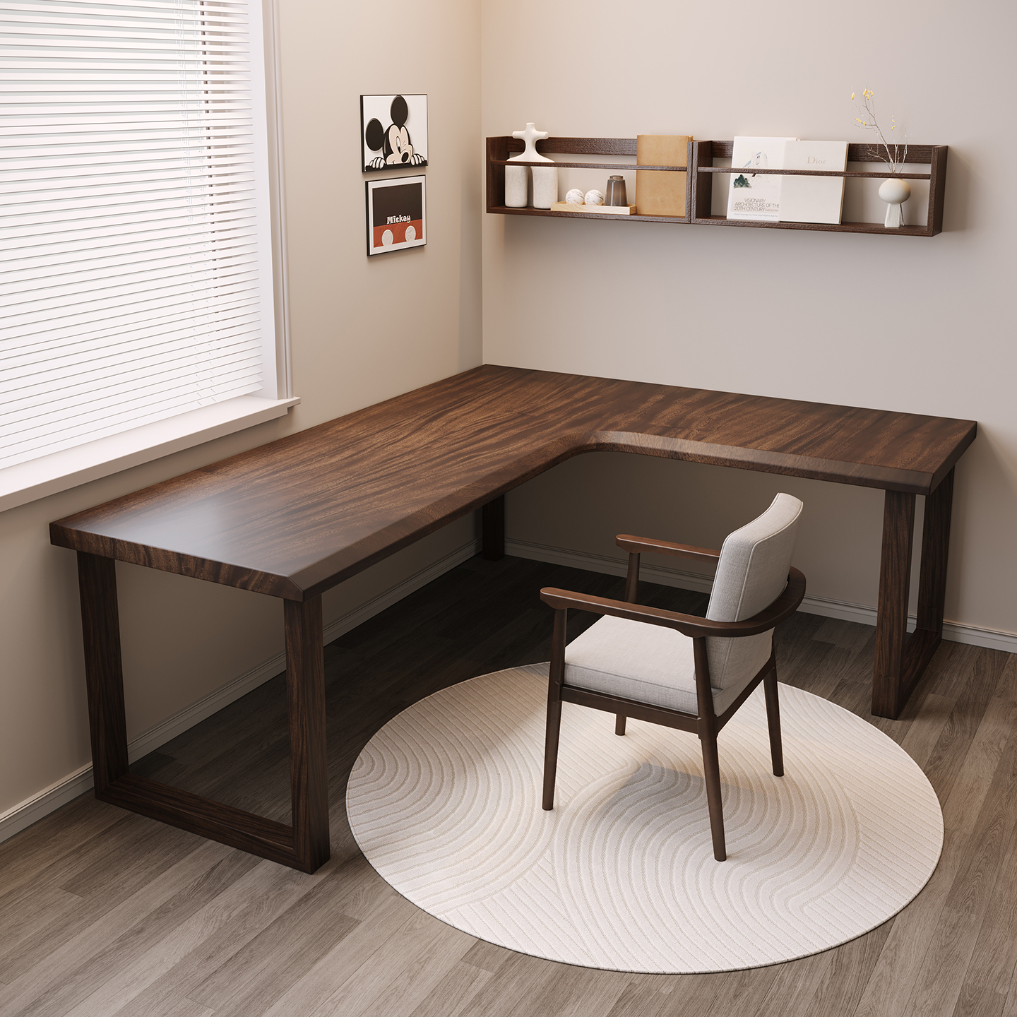 南美胡桃木家用转角书桌客厅家用