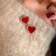 dellamo超甜预告 红玛瑙爱心耳钉女温柔气质冬季 耳环精致过年耳饰