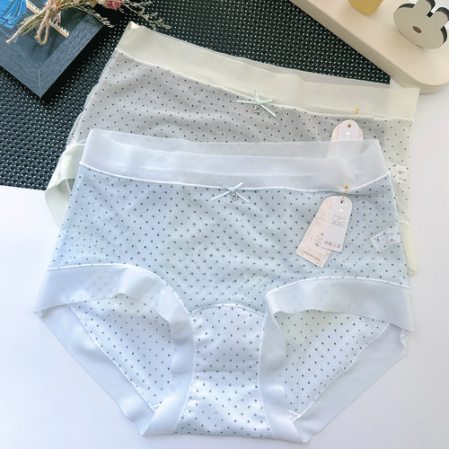 夏季女士中腰内裤网纱冰丝薄款