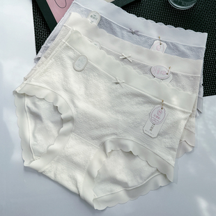 5911女士中腰内裤 柔软舒适透气无痕边蝴蝶结桑蚕丝裆包臀