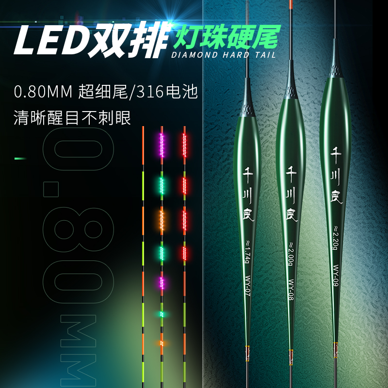 0.8超细LED咬钩变色夜光漂