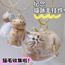 猫毛收纳盒透明收纳扭蛋宠物毛发纪念银渐层猫咪挂件吸毛器储存件