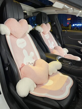 Cute Car Seat Cushion, Universal for All Seasons, Summer Cotton and Linen Breathable Car Rear Three-Piece Set, Single-Piece Seat Cushion, Goddess Popular