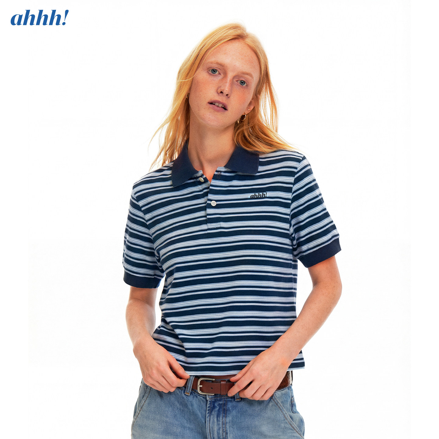 Ahhh 撞色条纹polo衫女夏季新款复古可露丽风宽松短袖T恤短款上衣,女装/女士精品,POLO衫,淘宝优惠券,粉丝福利购,淘宝优惠卷