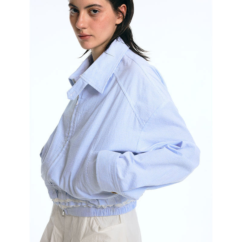 立体花边外套女miu风夹克