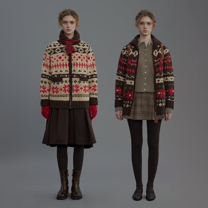 AHHH秋冬新款费尔岛开衫外套