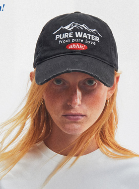 Ahhh 【张宥浩同款】经典黑色洗水棒球帽破坏雪山刺绣鸭舌帽