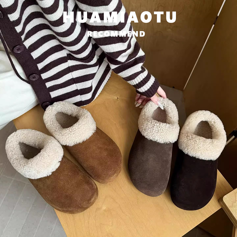 真牛皮~小土豆毛毛勃肯鞋女冬