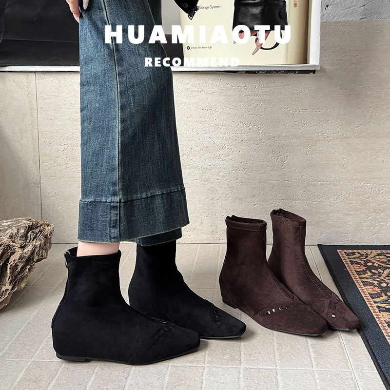 巨好看的显瘦内增高加绒小短靴女