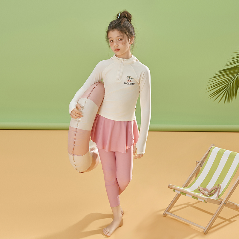 儿童泳衣女分体长袖长裤冲浪服中大童初中生泳装防晒服高端游泳衣