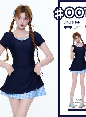 海岛少女泳衣女保守短袖高级感2025新款学生可爱日系绝美女孩泳衣