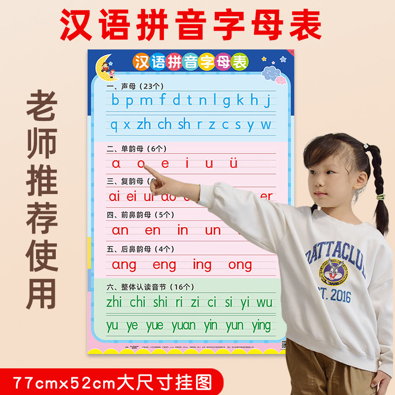 汉语拼音字母表挂图声母幼儿园大班幼小衔接一年级儿童学习墙贴