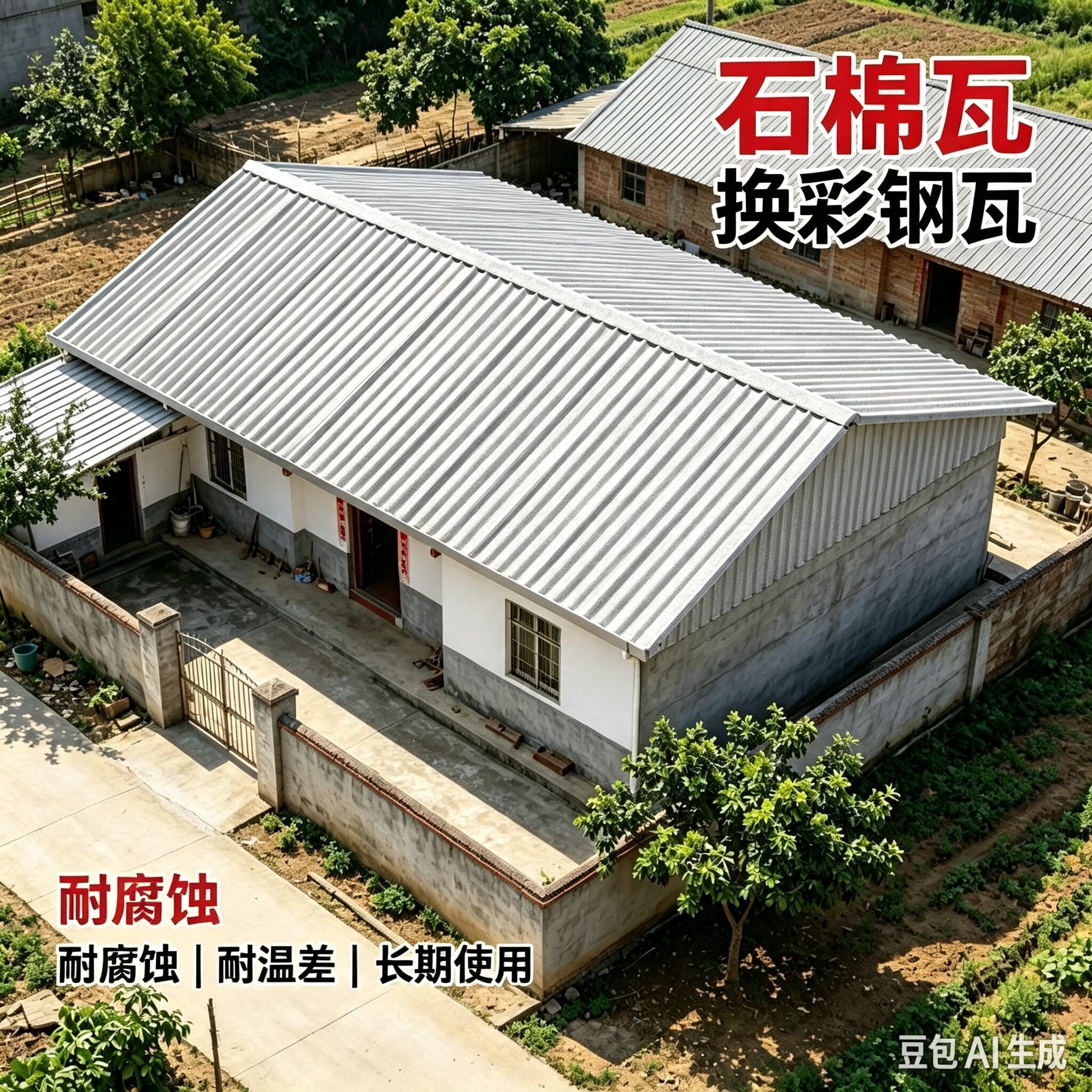建喜屋顶石棉瓦家用厂房新型加厚老式石棉瓦农村庭院雨棚防水隔热
