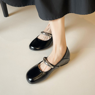 羊皮版~法式玛丽珍鞋女2025春秋新款英伦风可爱小皮鞋内增高单鞋