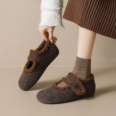 厚底内增高毛毛鞋女外穿加绒棉鞋