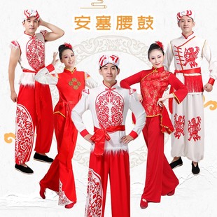 速发新服陕北民族西统安塞腰鼓打鼓款装陕传北秧歌服开场舞服演出