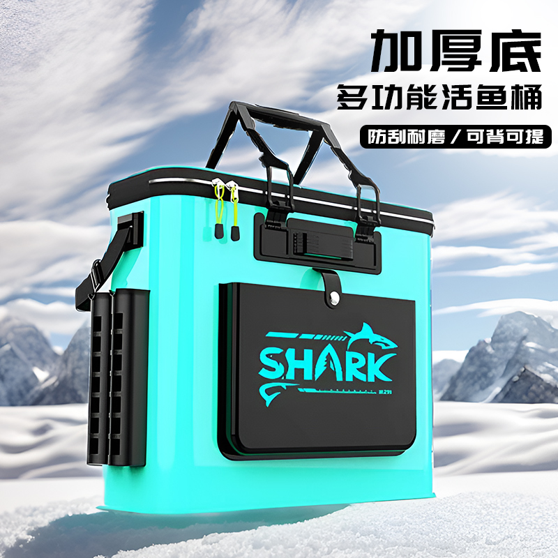 速发鱼桶鱼护桶鱼箱钓鱼折叠装鱼水桶一体成型户外渔具用品钓箱鱼