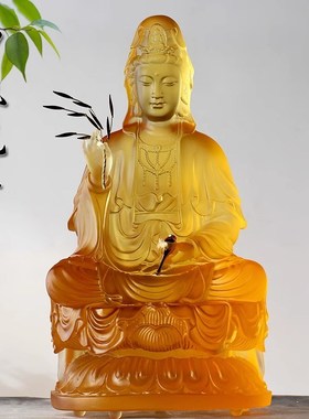 速发8厘米古法琉璃净瓶观音菩萨摆佛居家客厅摆放观件音佛像世具