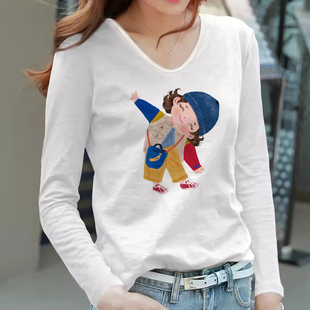 速发袖竹节棉白色内搭打底t长装衫恤2024新款宽松上衣