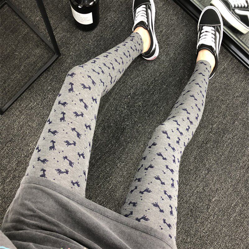 速发春季新款分花打底裤大码加肥莫代尔紧力弹身小脚裤图案九印裤