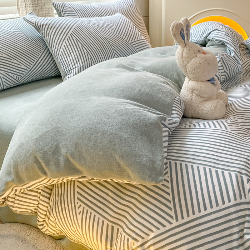 速发A全棉B牛奶珊瑚被单件舍人加绒被罩学生宿单法兰绒面绒单