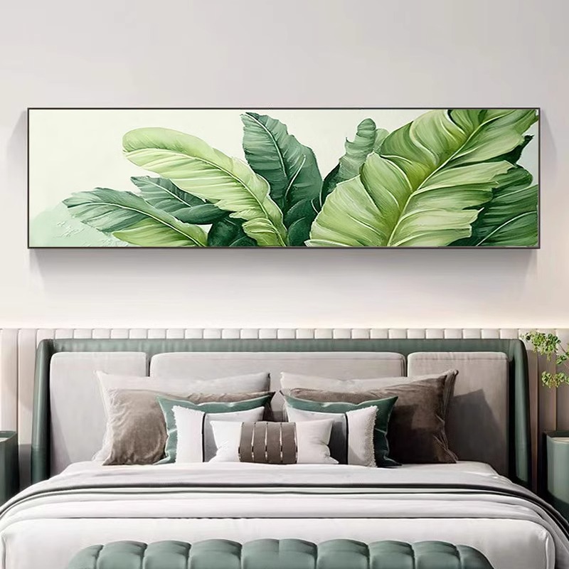 家大业大绿叶背景墙装饰画树叶植物肌理客厅卧室床头房间挂画主卧图片