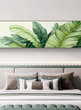 家大业大绿叶背景墙装饰画树叶植物肌理客厅卧室床头房间挂画主卧