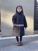 男宝宝外套洋气保暖防风 加厚棉服冬2025新款 tou kids女小童长款