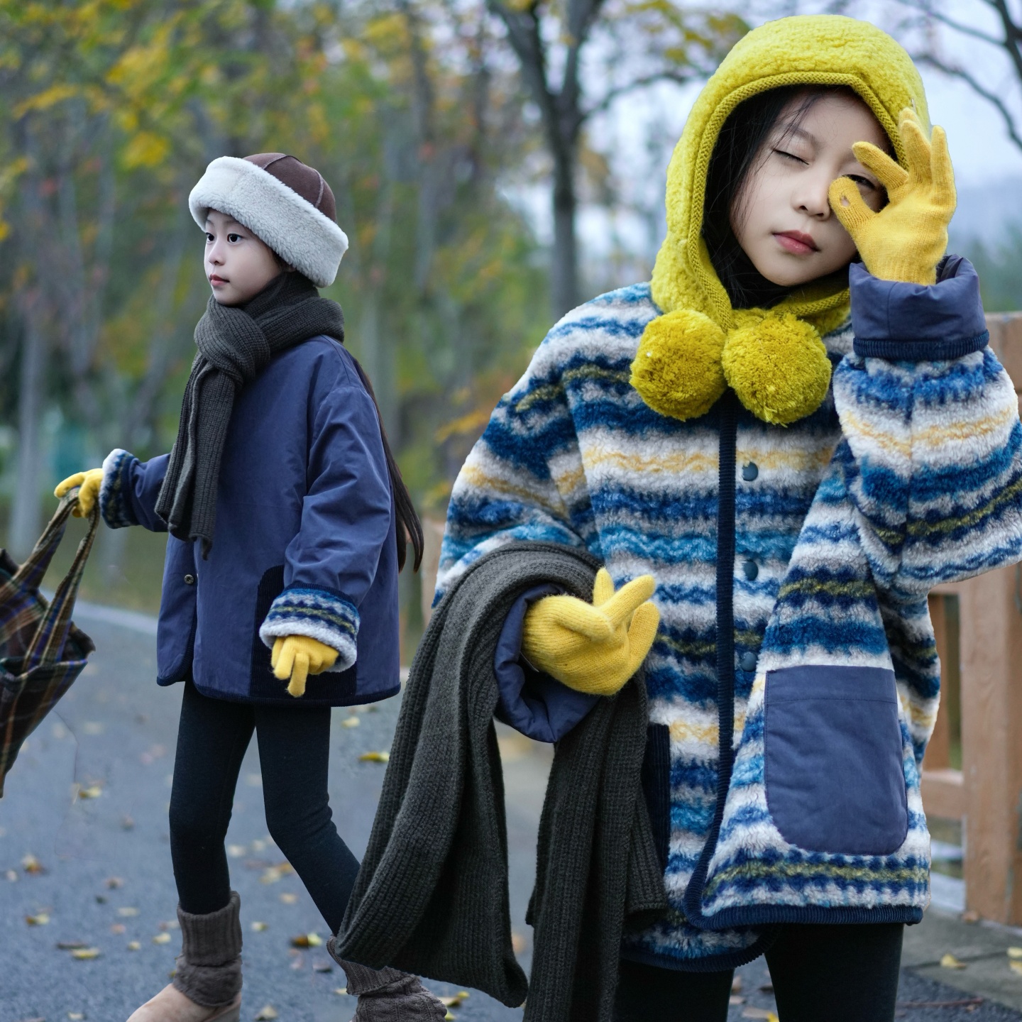 儿童新款双面穿羊羔毛外套