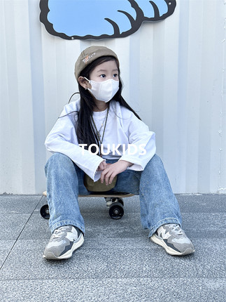 TOUKIDS儿童男童t恤女童打底纯棉上衣秋冬2024新款长袖白色薄款潮