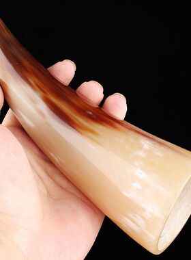 天然白牛角尖拔罐刮痧筒家用拔火罐器点穴位棒镇手把古玩家居摆件