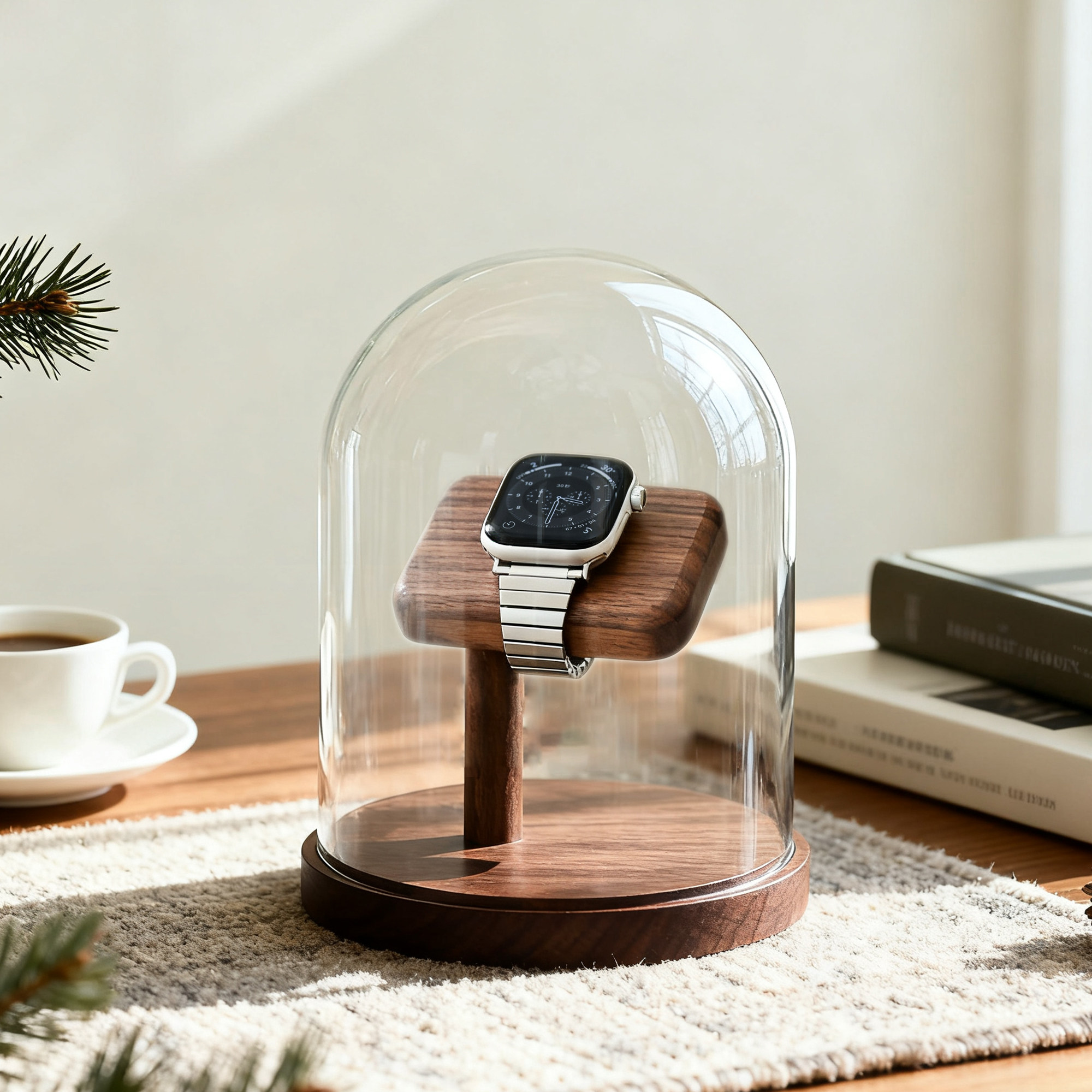 杢库手表架黑胡桃木实木防尘防潮